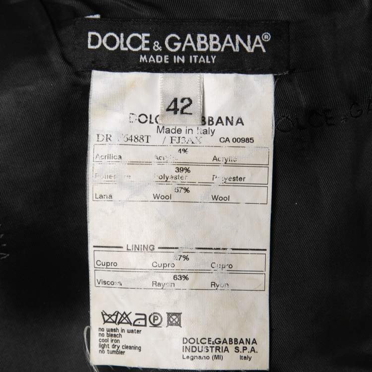 Pre Owned Dolce & Gabbana Black Floral Jacquard Wool Sleeveless Dress M