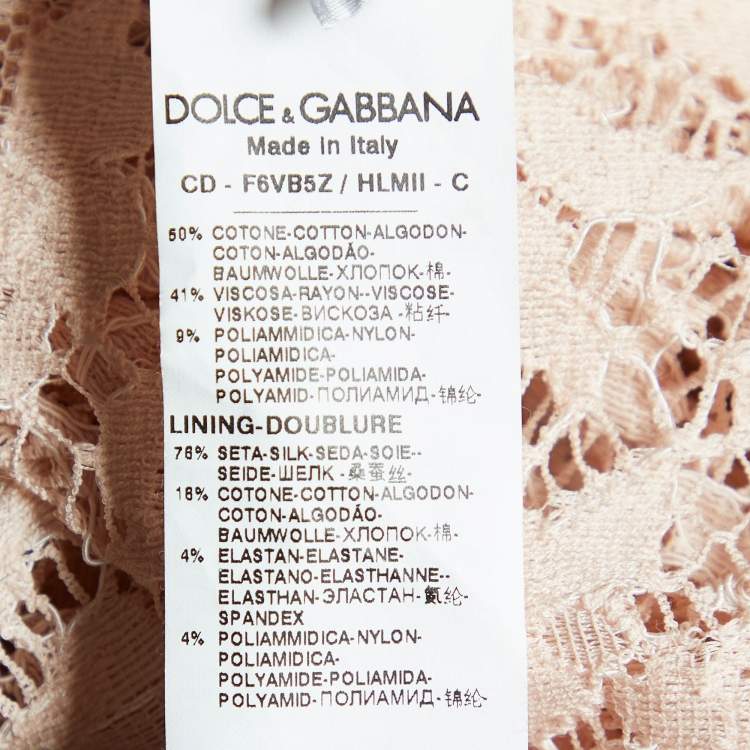 Pre Owned Dolce & Gabbana Pale Pink Lace Shift Dress L