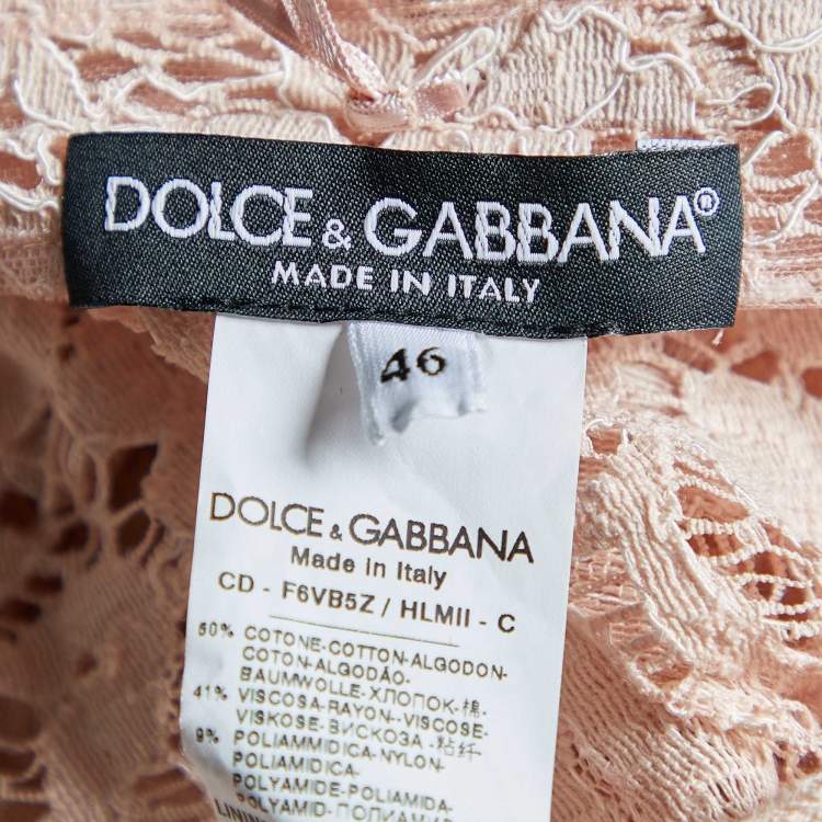 Pre Owned Dolce & Gabbana Pale Pink Lace Shift Dress L