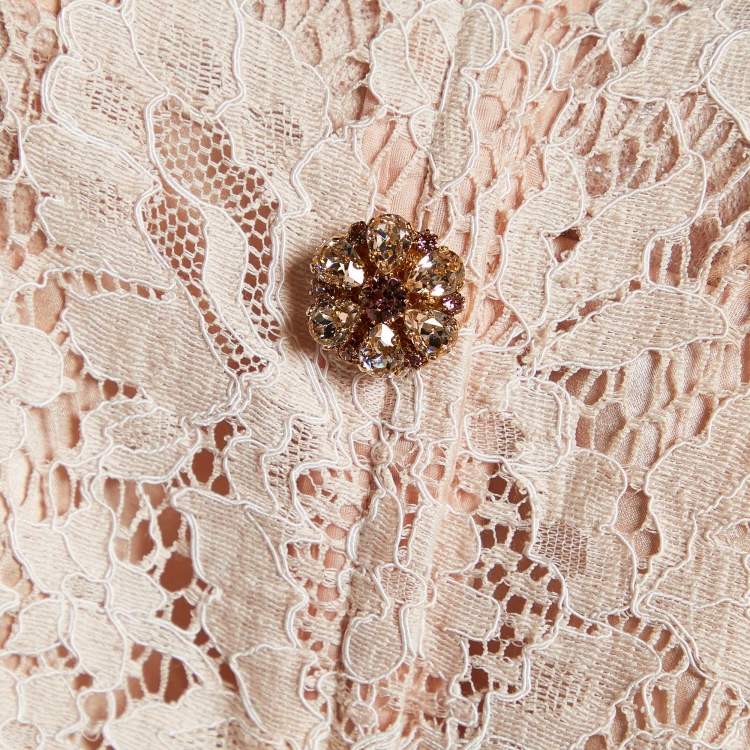 Pre Owned Dolce & Gabbana Pale Pink Lace Shift Dress L