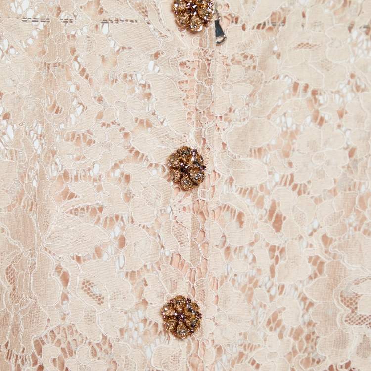 Pre Owned Dolce & Gabbana Pale Pink Lace Shift Dress L