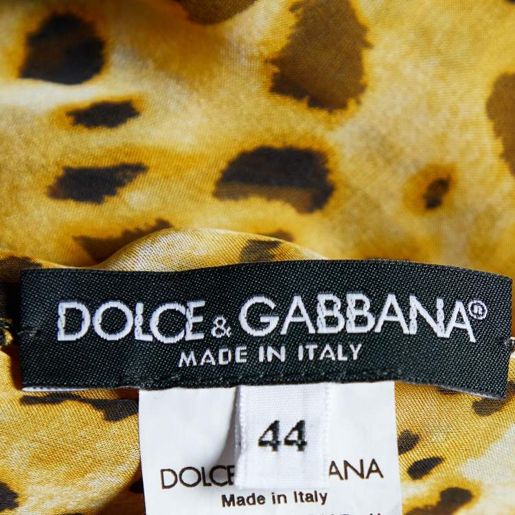Pre Owned Dolce & Gabbana Yellow Animal Print Silk Kaftan Dress M