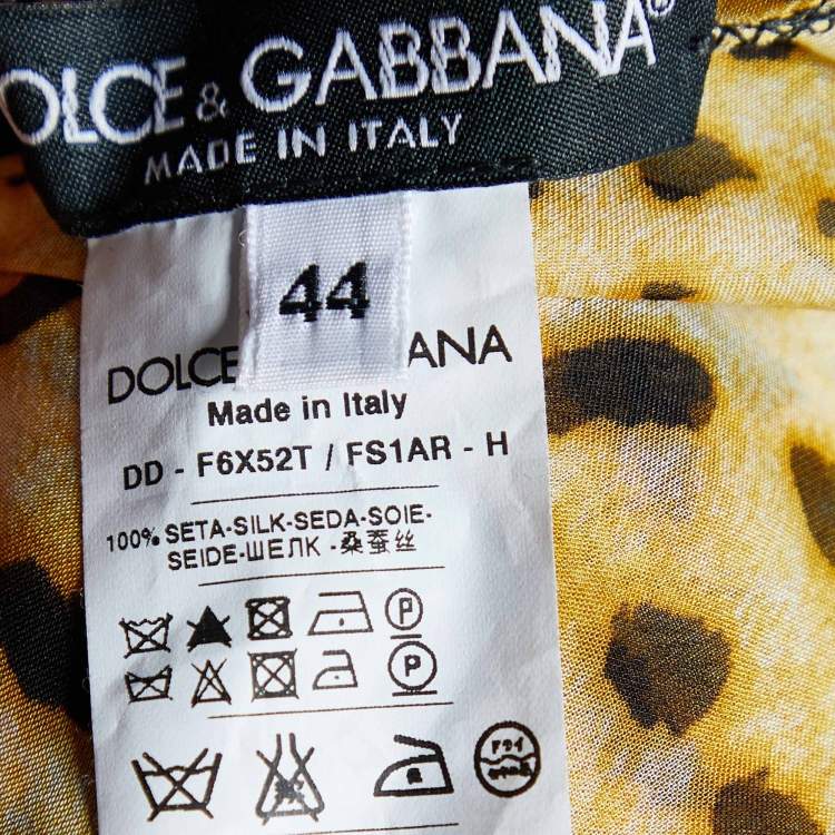 Pre Owned Dolce & Gabbana Yellow Animal Print Silk Kaftan Dress M