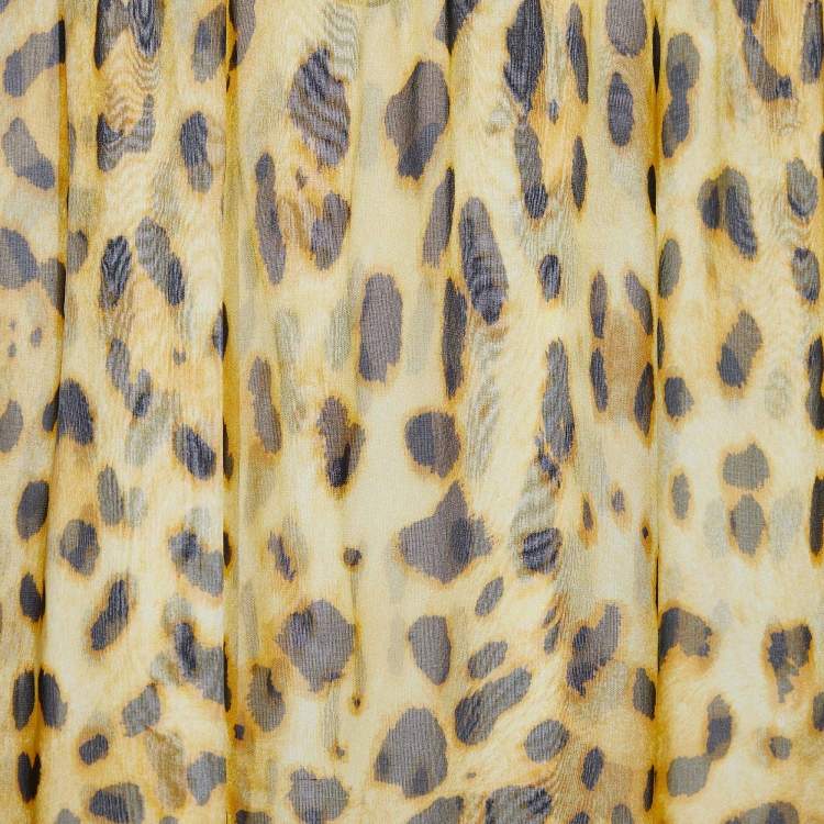 Pre Owned Dolce & Gabbana Yellow Animal Print Silk Kaftan Dress M