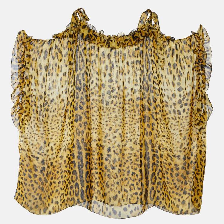 Pre Owned Dolce & Gabbana Yellow Animal Print Silk Kaftan Dress M
