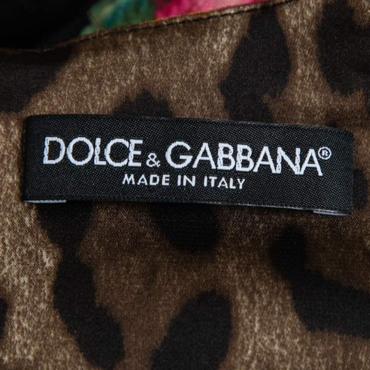 Pre Owned Dolce & Gabbana Black Floral Printed Jacquard Sleeveless Sheath Dress S
