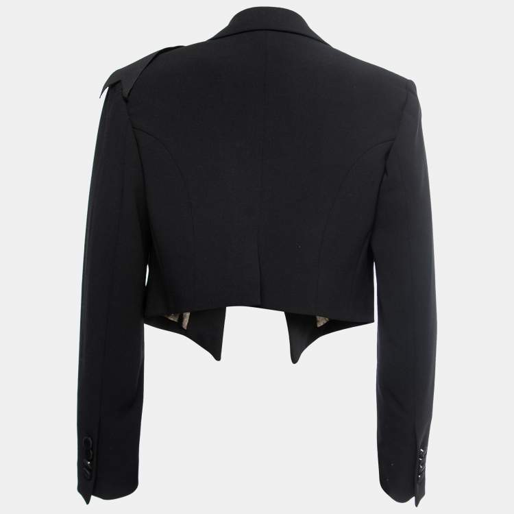 مملوكة مسبقًا Dolce & Gabbana Black Crepe Bow Detail Cropped Blazer S