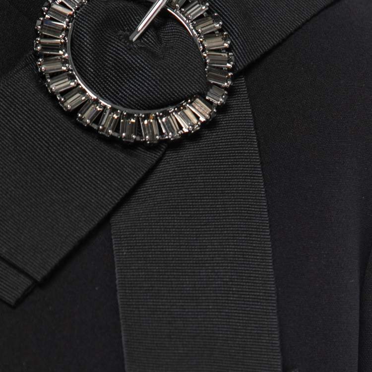مملوكة مسبقًا Dolce & Gabbana Black Crepe Bow Detail Cropped Blazer S