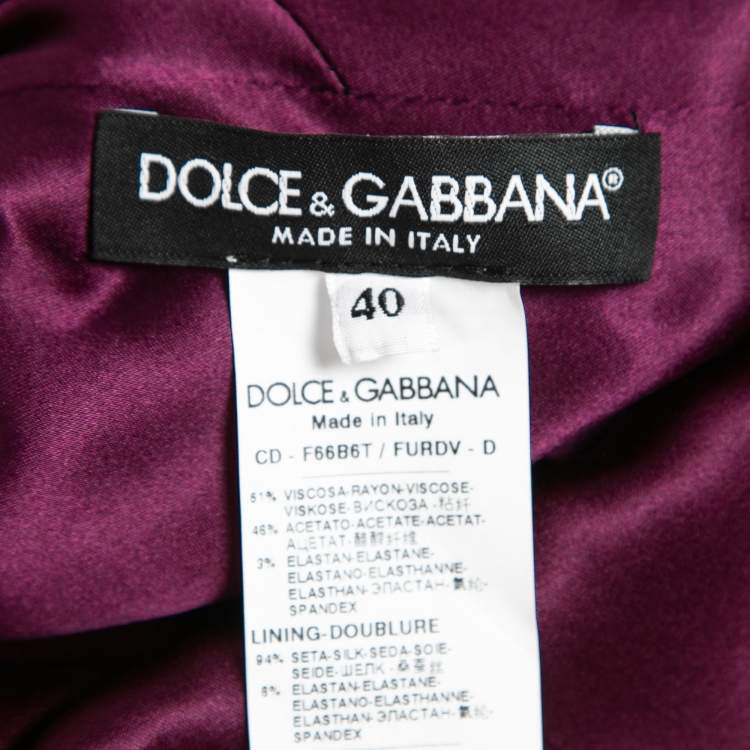 Pre Owned Dolce & Gabbana Purple Crepe Midi Sheath Dress S 