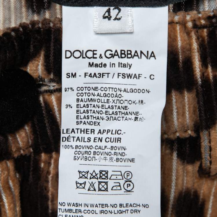 Pre Owned Dolce & Gabbana Beige Animal Print Corduroy Mini Skirt M
