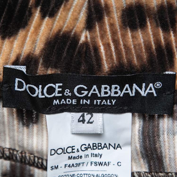 Pre Owned Dolce & Gabbana Beige Animal Print Corduroy Mini Skirt M