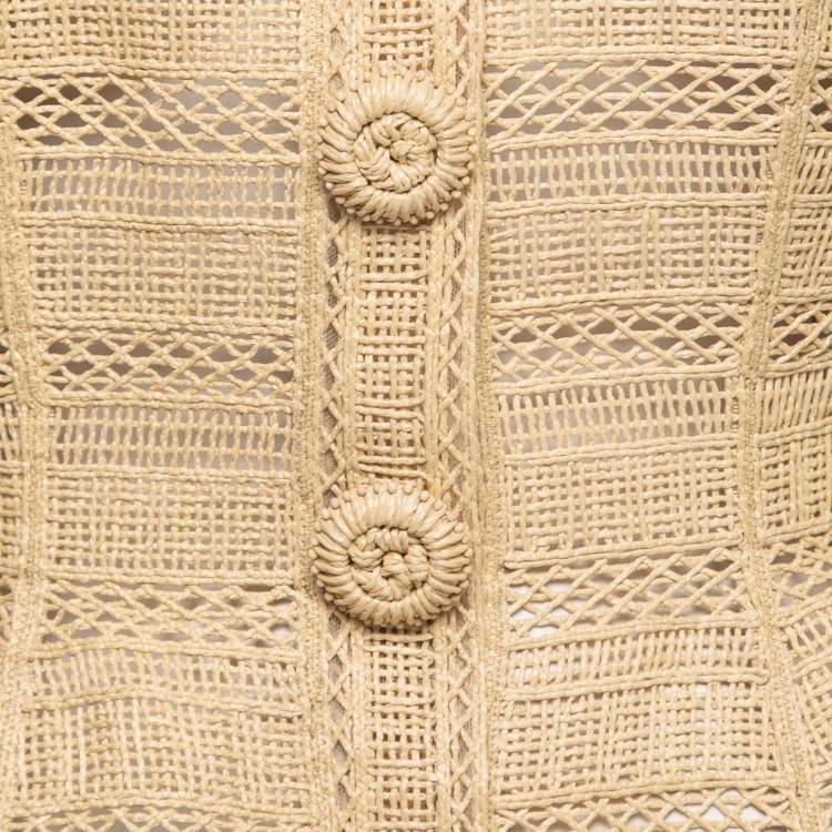مملوكة مسبقًا Dolce & Gabbana Beige Straw Structured Button Front Jacket M