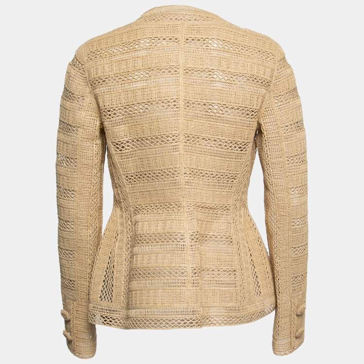مملوكة مسبقًا Dolce & Gabbana Beige Straw Structured Button Front Jacket M