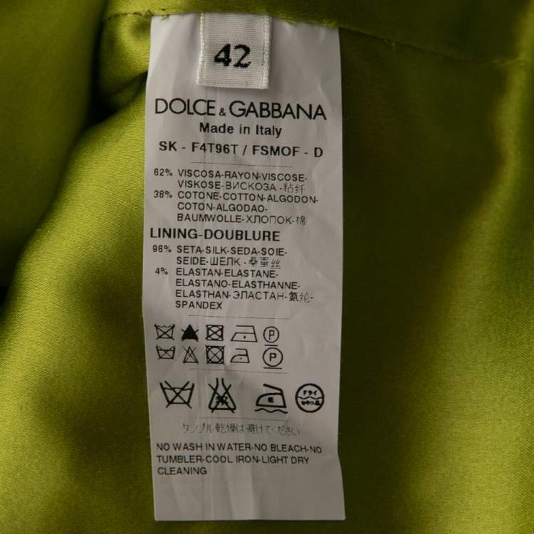 Pre Owned Dolce & Gabbana Green Floral Printed Jacquard Skirt M