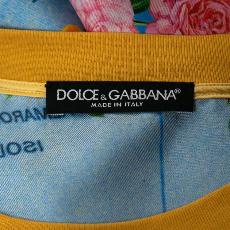 Pre Owned Dolce & Gabbana Blue Printed Silk Crewneck Top S
