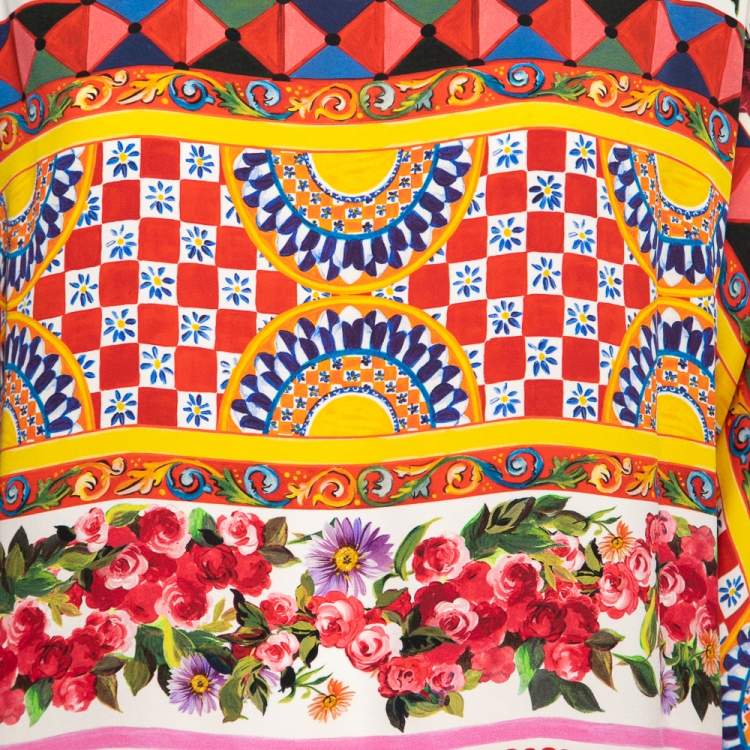 Pre Owned Dolce & Gabbana Multicolor Mambo Printed Silk Blouse M