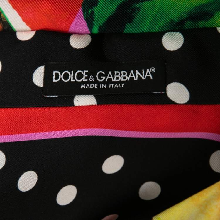 Pre Owned Dolce & Gabbana Pink Fruit Printed Silk Button Front Shirt M