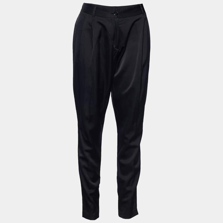 مملوكة مسبقًا Dolce & Gabbana Black Satin Tapered Trousers M