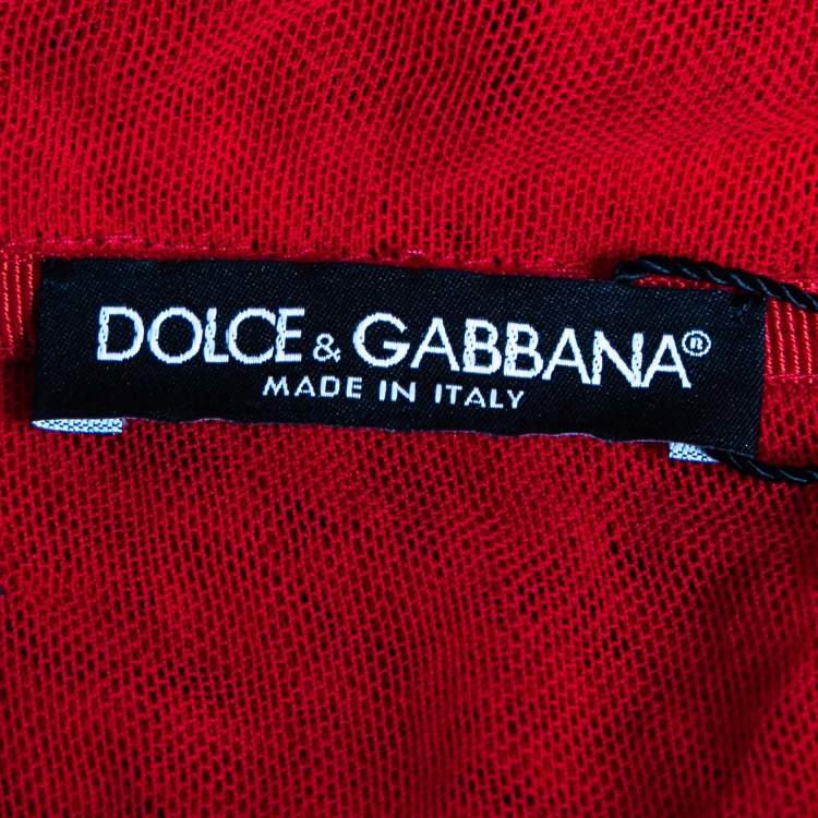 مملوكة مسبقًا Dolce & Gabbana Red lace Draped Fringe Trimmed Strapless Dress XS