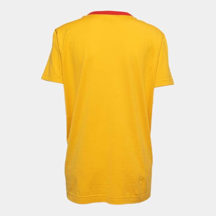 Pre Owned Dolce & Gabbana Yellow Printed Cotton Short Sleeve T-Shirt M