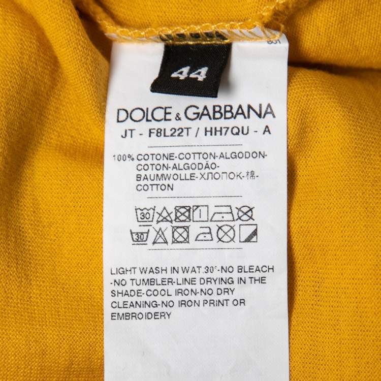 Pre Owned Dolce & Gabbana Yellow Printed Cotton Short Sleeve T-Shirt M