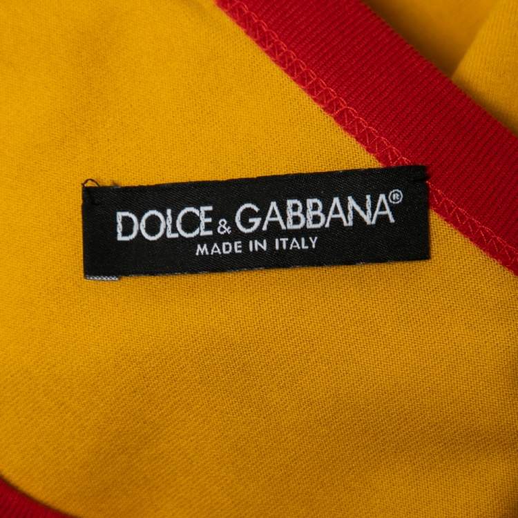 Pre Owned Dolce & Gabbana Yellow Printed Cotton Short Sleeve T-Shirt M
