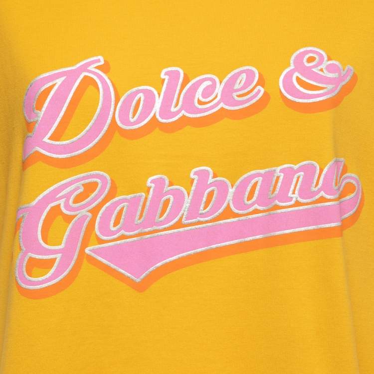 Pre Owned Dolce & Gabbana Yellow Printed Cotton Short Sleeve T-Shirt M