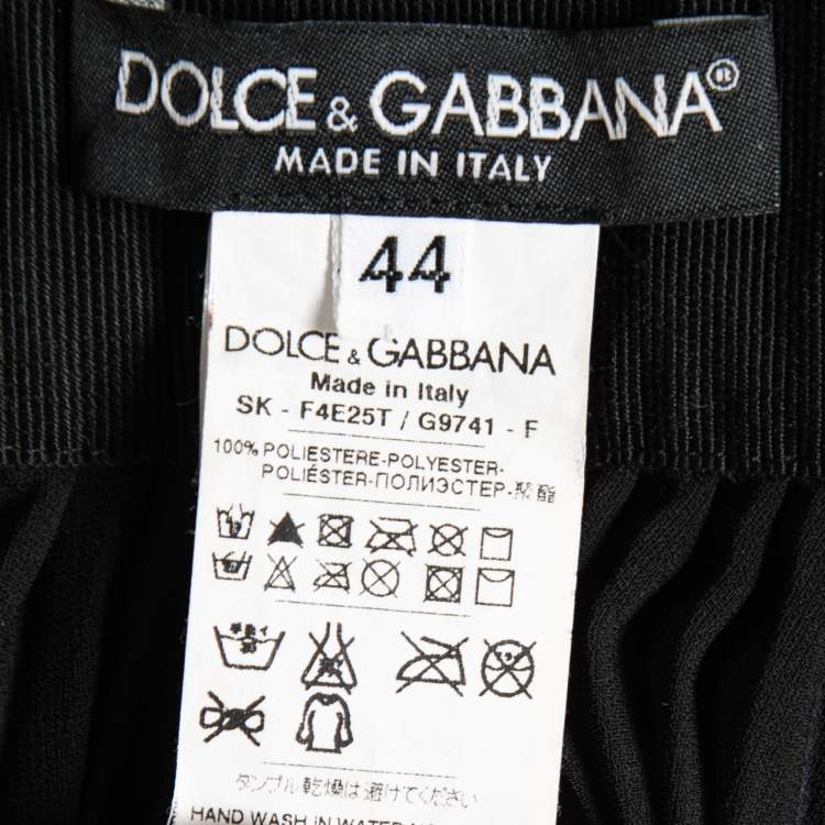 Pre Owned Dolce & Gabbana Black & Purple Crepe Pleated Skirt M