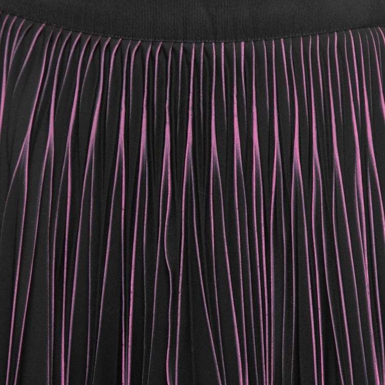 Pre Owned Dolce & Gabbana Black & Purple Crepe Pleated Skirt M
