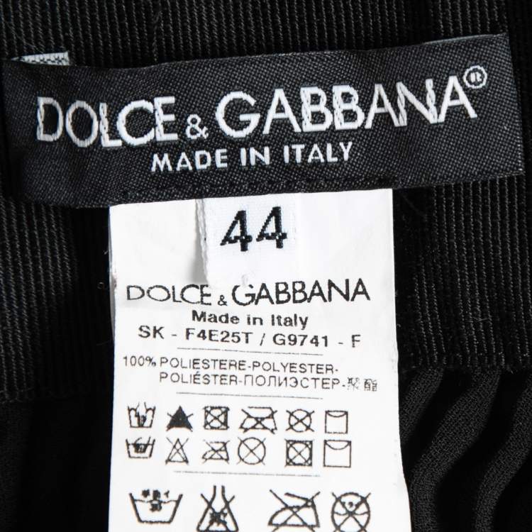 Pre Owned Dolce & Gabbana Black & Purple Crepe Pleated Skirt M