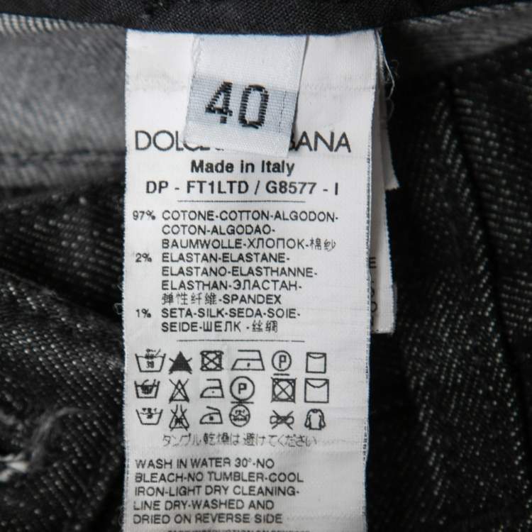 Pre Owned Dolce & Gabbana Dark Grey Denim Zipped Hem Detail Jeans S Waist 28"