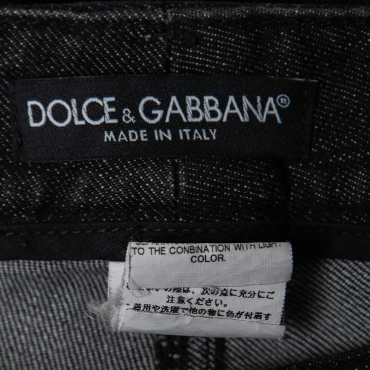 Pre Owned Dolce & Gabbana Dark Grey Denim Zipped Hem Detail Jeans S Waist 28"