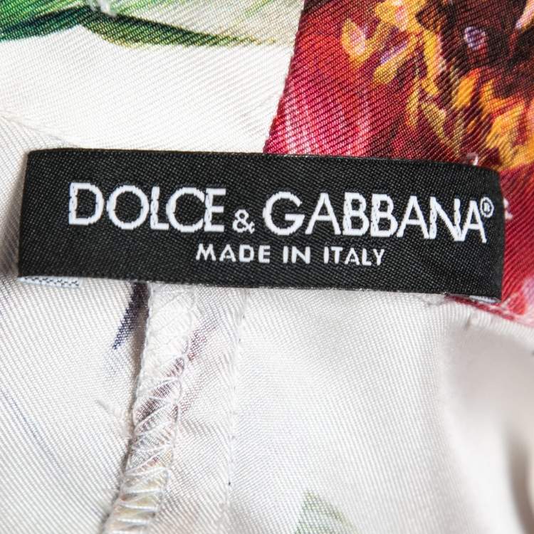 مملوكة مسبقًا Dolce & Gabbana White Floral Printed Silk Pajama Shirt S