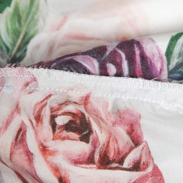 مملوكة مسبقًا Dolce & Gabbana White Floral Printed Silk Pajama Shirt S