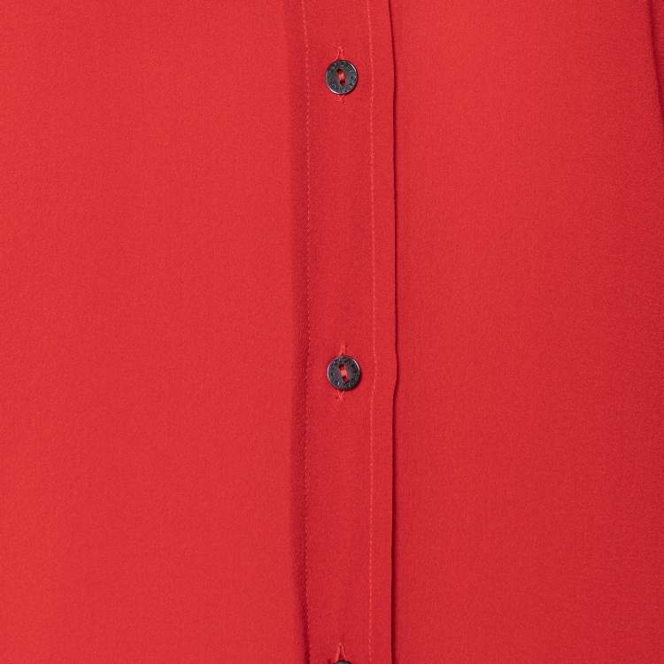 Pre Owned Dolce & Gabbana Vintage Red Silk Crepe Shirt L 
