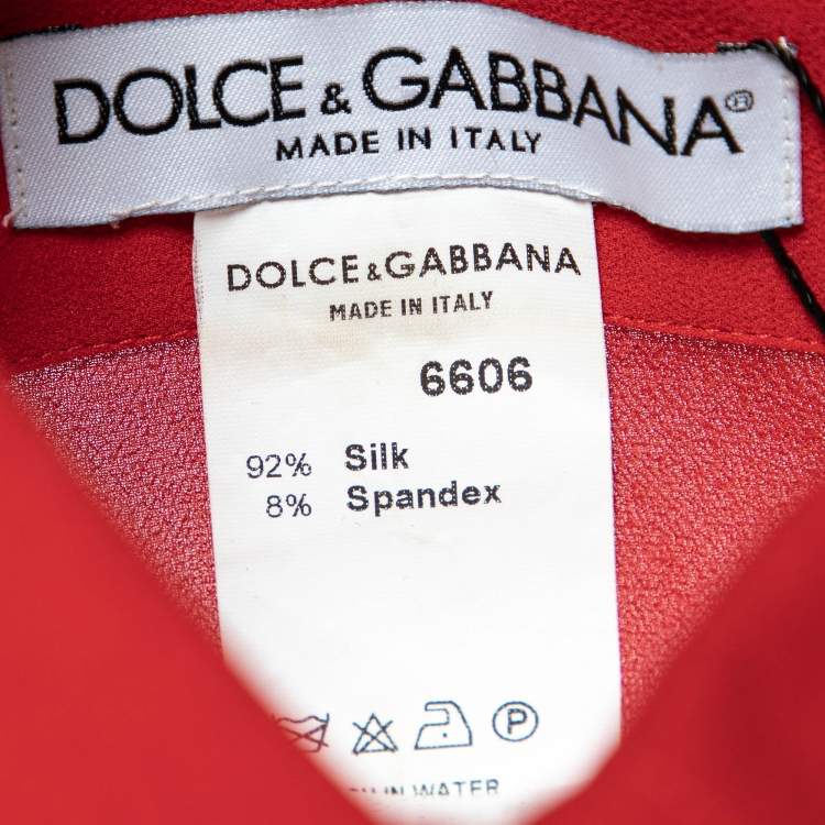 Pre Owned Dolce & Gabbana Vintage Red Silk Crepe Shirt L 