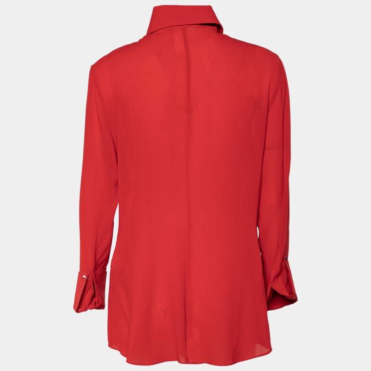 Pre Owned Dolce & Gabbana Vintage Red Silk Crepe Shirt L 