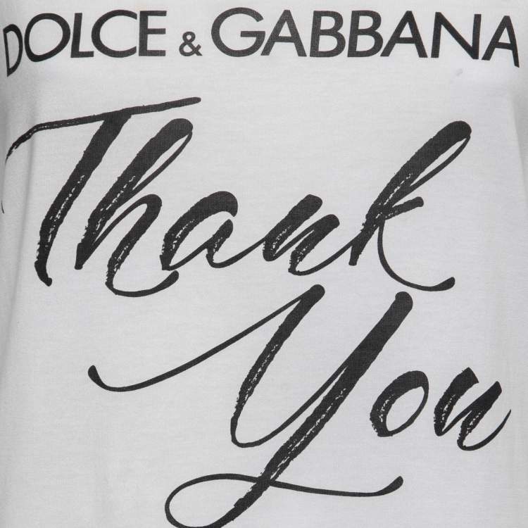 Pre Owned Dolce & Gabbana White Jersey Thank You Print Tank Top S