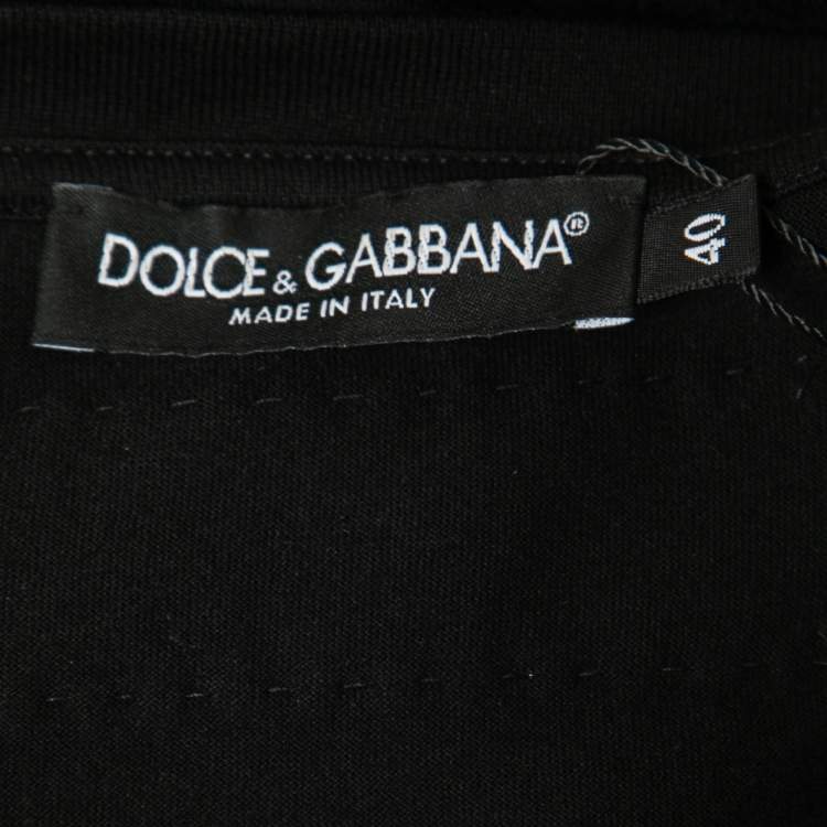 Pre Owned Dolce & Gabbana Black Jersey Forever Print Tank Top S