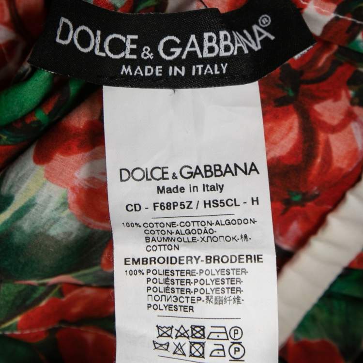 Pre Owned Dolce & Gabbana Red Floral Print Poplin Midi Dress M