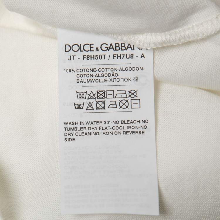 Pre Owned Dolce & Gabbana White Cotton Queen of Hearts Print T-Shirt S