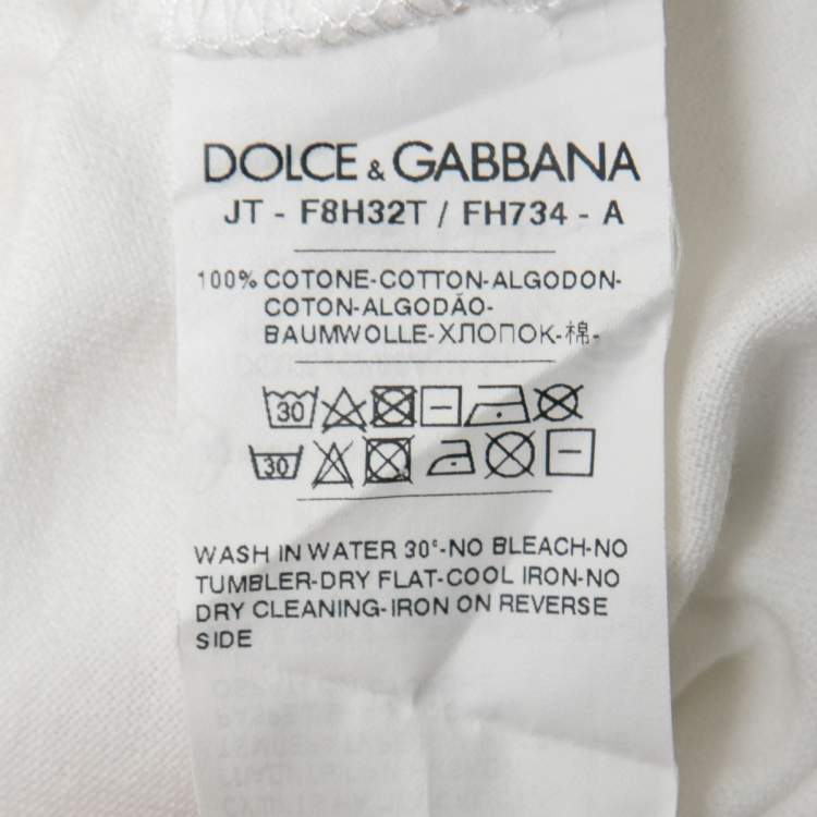 Pre Owned Dolce & Gabbana White Cotton Logo & Heart Print T-Shirt S