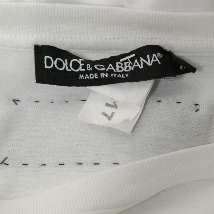Pre Owned Dolce & Gabbana White Cotton Logo & Heart Print T-Shirt S