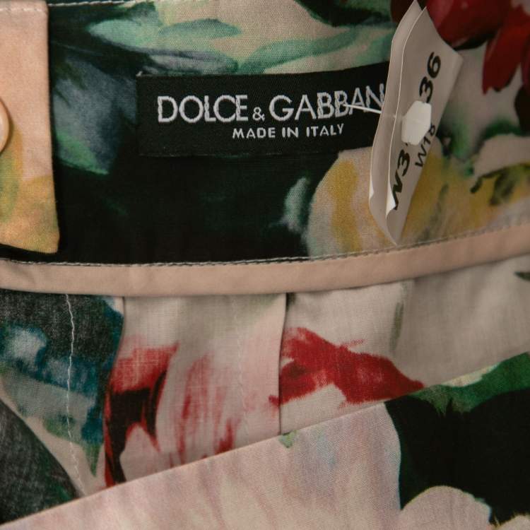 Pre Owned Dolce & Gabbana Pink Multicolor Floral Printed Cotton Maxi Skirt S