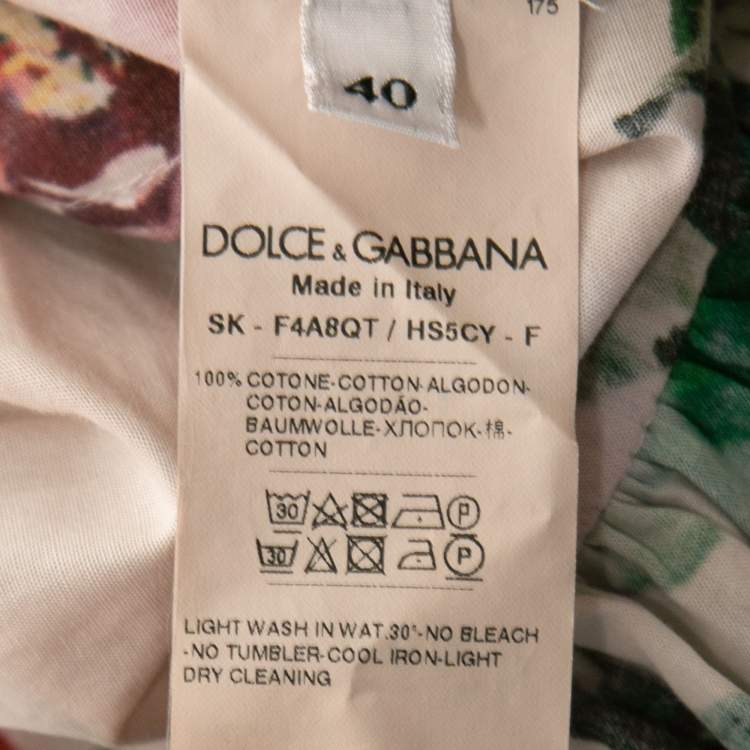 Pre Owned Dolce & Gabbana Pink Multicolor Floral Printed Cotton Maxi Skirt S