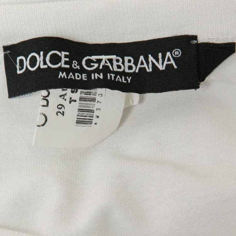 Pre Owned Dolce & Gabbana White Cotton Embroidered Detail Short Sleeve T-Shirt L