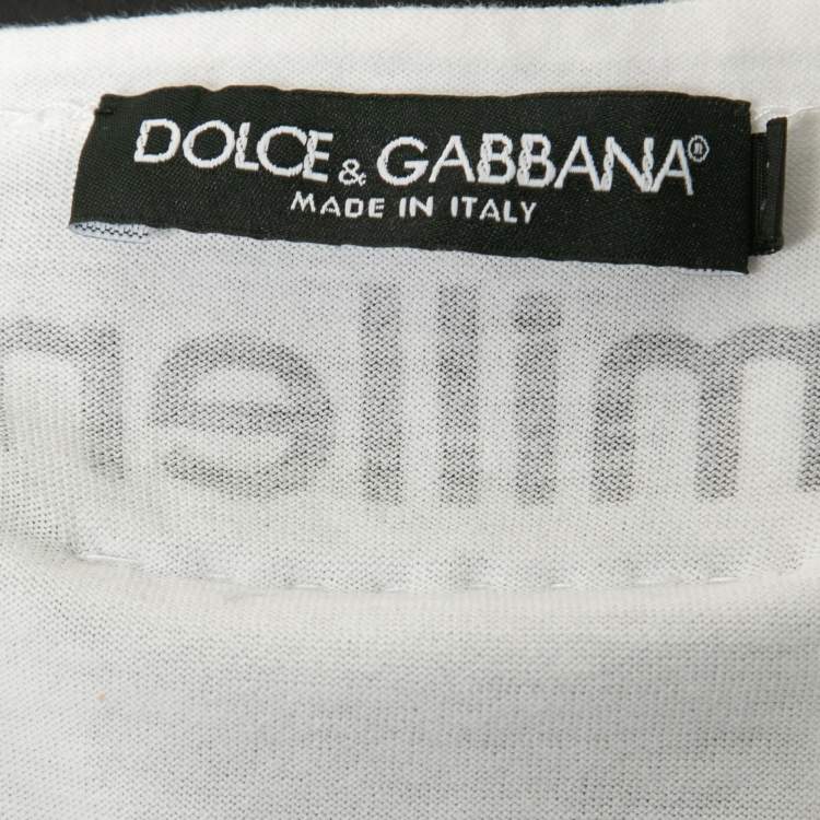 Pre Owned Dolce & Gabbana White Cotton Logo Printed Short Sleeve T-Shirt XS