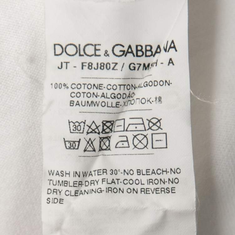 Pre Owned Dolce & Gabbana White Cotton Logo Printed Short Sleeve T-Shirt XS