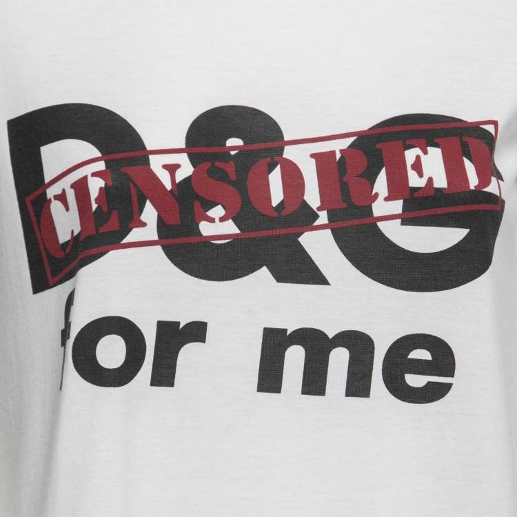 Pre Owned Dolce & Gabbana White Cotton Logo Printed Short Sleeve T-Shirt XS