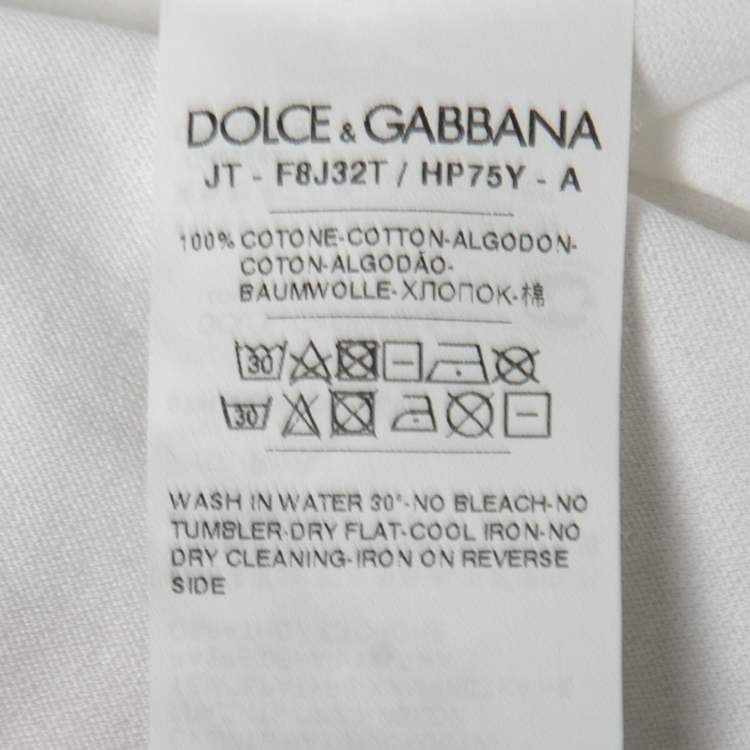 Pre Owned Dolce & Gabbana White Cotton Logo Printed Short Sleeve T-Shirt XS